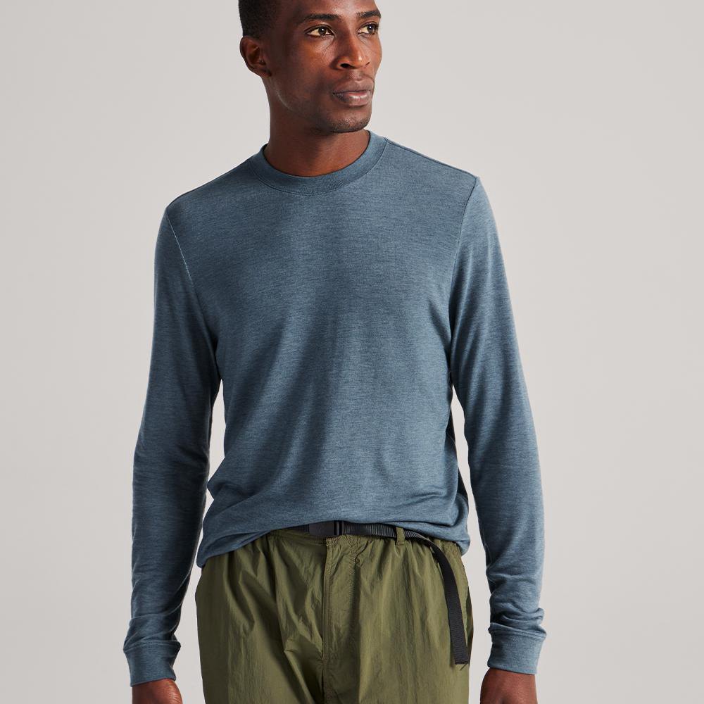 Allbirds Men\'s T-Shirt Blue - TrinoXO™ Long Sleeve - 74295CVAN